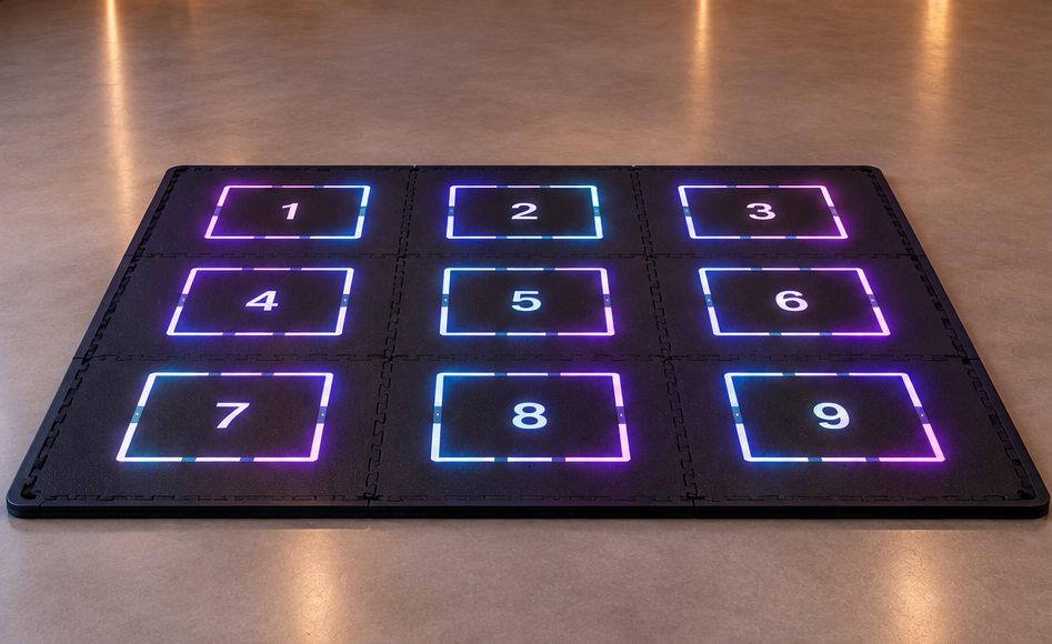 Leuchtende Spielmatte mit 9 Feldern